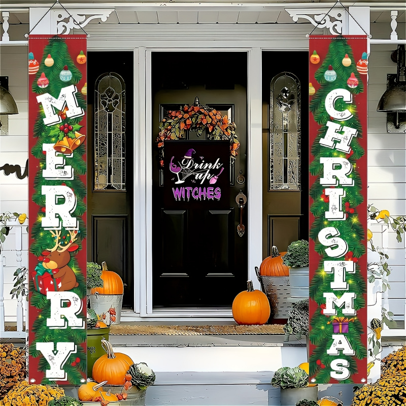 Outdoor Power For Wedding - 1pc2D flat, Merry Christmas polyester door