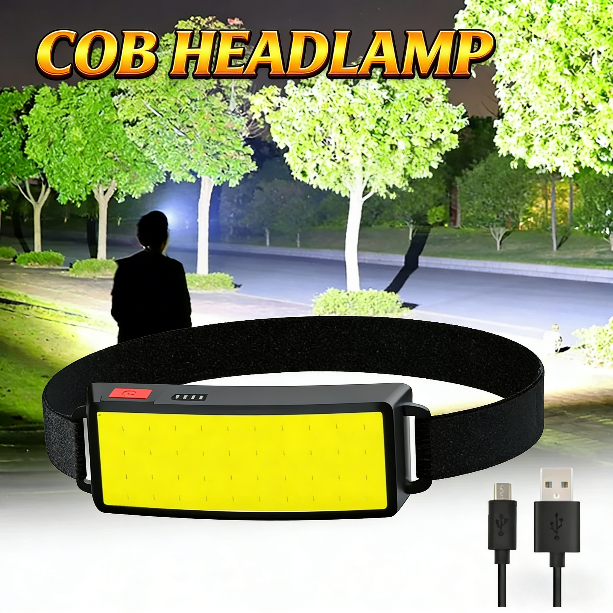 Outdoor Usb Power Bank - COB Portable LED Headlights Outdoor Headlight