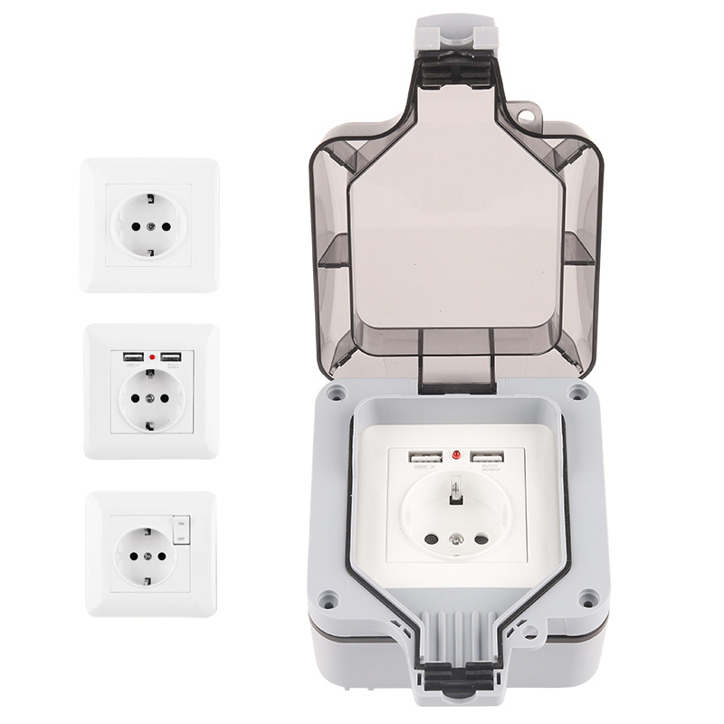 Outdoor Power Outlet Waterproof - IP66 Outdoor Weatherproof 16A Grounded 250V