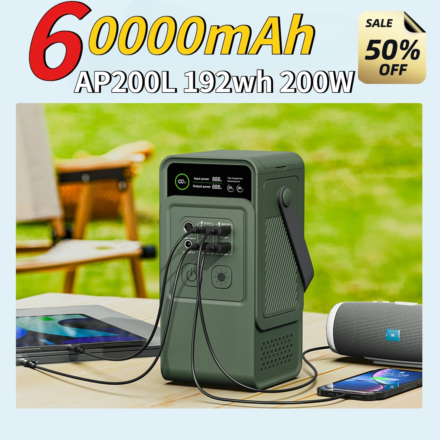 60000mAh 200W 192Wh Camping Po - đánh giá và giá Outdoor Usb Power Bank