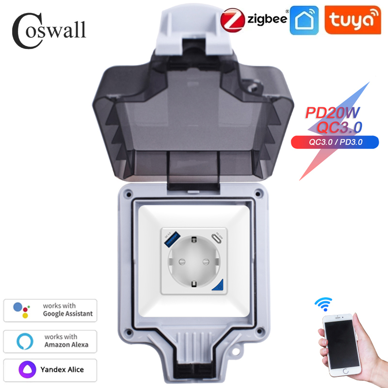 Coswall IP66 Waterproof EU Soc - đánh giá và giá Outdoor Power Outlet Waterproof