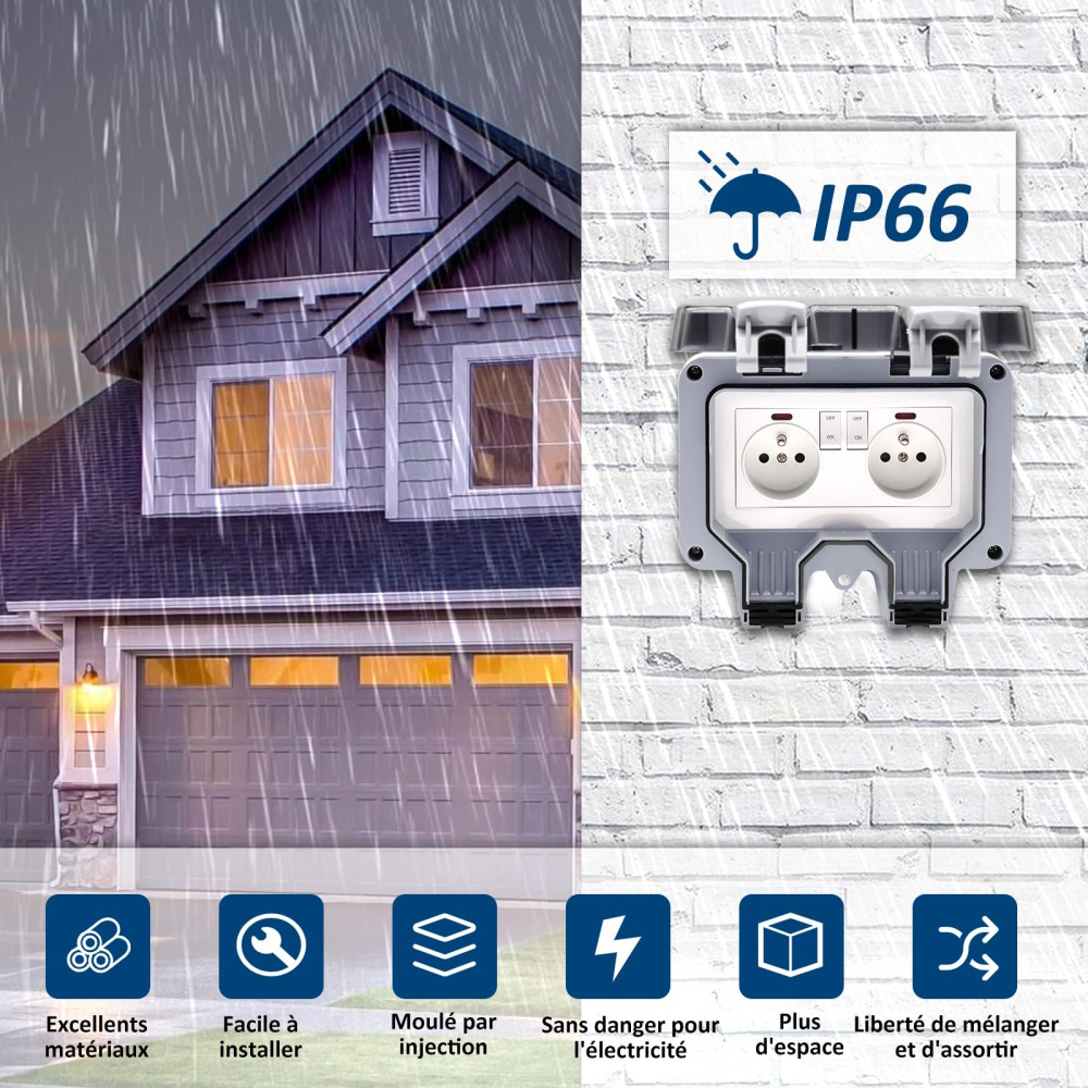 EIOMR France IP66 Weatherproof - đánh giá và giá Outdoor Power Outlet Waterproof
