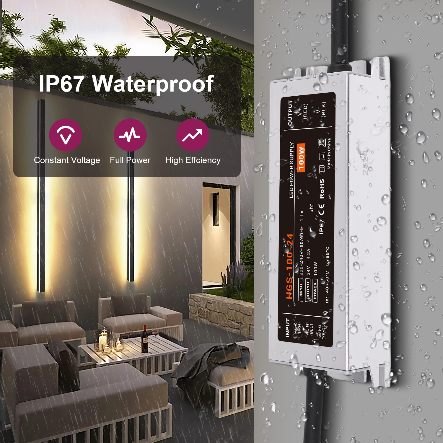 IP67 Waterproof LED Driver AC  - đánh giá và giá Outdoor Power Transformer