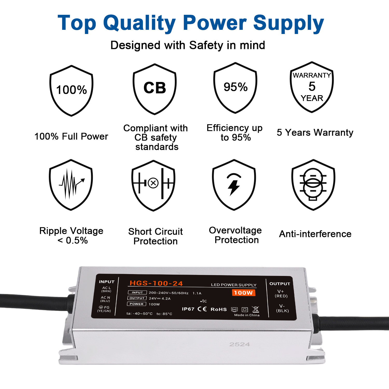 IP67 Waterproof LED Driver AC  - đánh giá và giá Outdoor Power Transformer