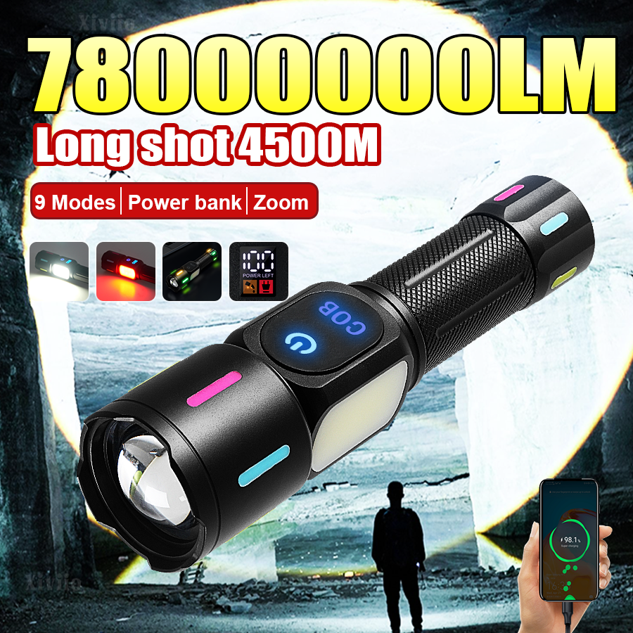 78000000LM LED Flashlight Whit - đánh giá và giá Outdoor Power Meter Bike