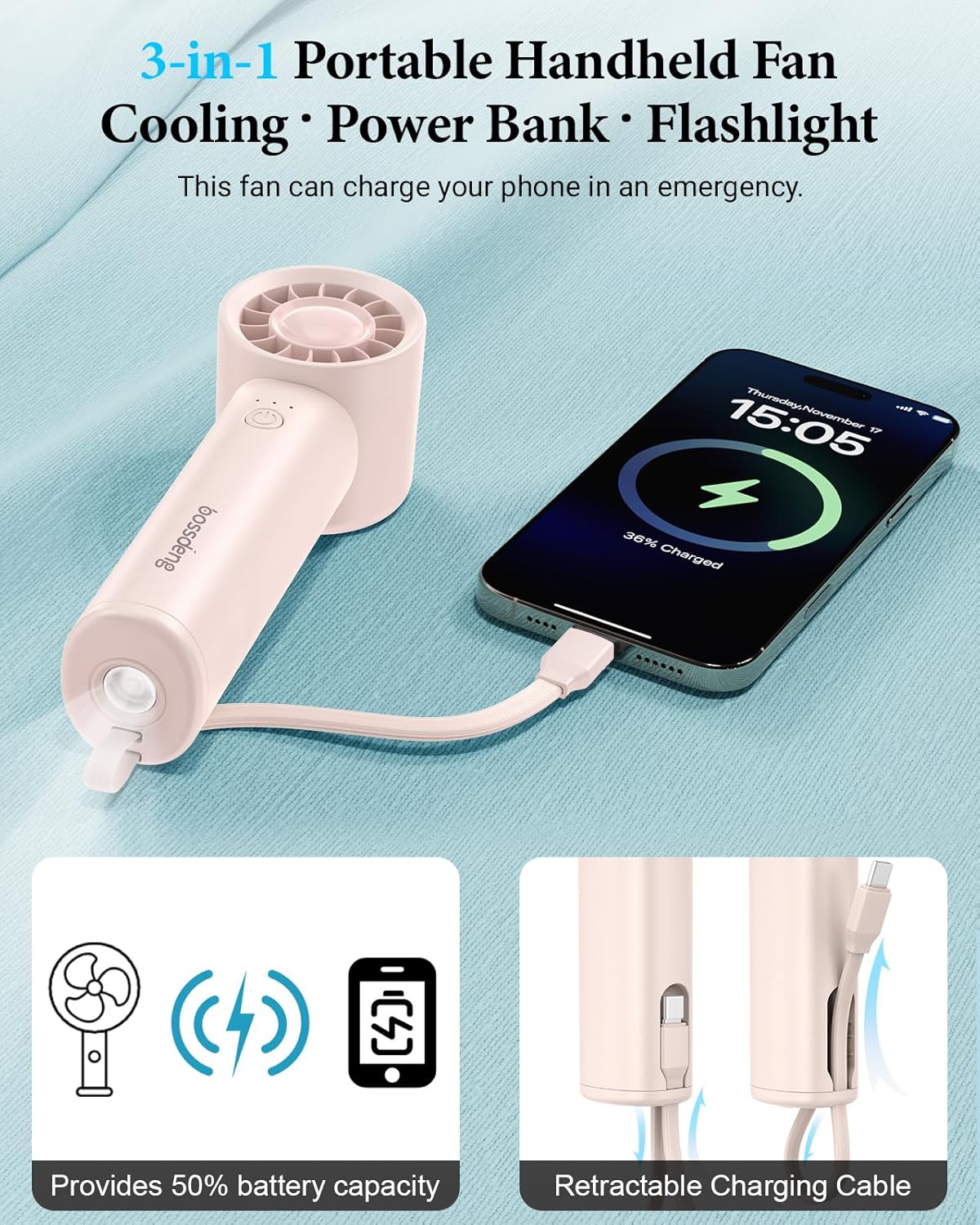 Portable Handheld Fan with Pow - đánh giá và giá Outdoor Usb Power Bank